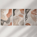 Neutral Terracotta 3 Piece Wall Art. Boho Abstract Prints by Wall Art Set