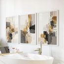 Neutral Abstract Wall Art Set of 3. Beige, Gray, Gold Prints by Wall Art Set