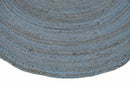 100% All Natural Fiber Hand Braided Boho Blue Round Jute Rug | JR1