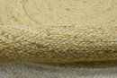100% ALL NATURAL FIBER HAND BRAIDED BOHO WHITE ROUND JUTE RUG | JR4