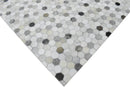 Silver And Ivory Handmade Genuine Leather Area Rug