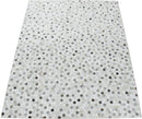 Silver And Ivory Handmade Genuine Leather Area Rug