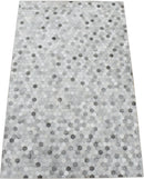 Modern Style Handmade Genuine Leather Silver Area Rug