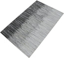 Handmade Leather Area Rug with Gray and Silver Stripes - Modern Contemporary Style