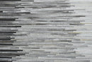 Modern Stripes Gray and Silver Handmade Leather Area Rug