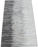 Modern Stripes Gray and Silver Handmade Leather Area Rug