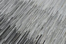 Handmade Leather Area Rug with Gray and Silver Stripes - Modern Contemporary Style