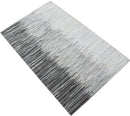 Modern Stripes Gray and Silver Handmade Leather Area Rug