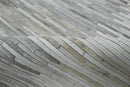 Modern Stripes Gray and Silver Handmade Leather Area Rug