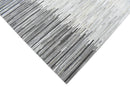 Handmade Leather Area Rug with Gray and Silver Stripes - Modern Contemporary Style