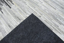 Modern Stripes Gray and Silver Handmade Leather Area Rug