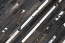 Modern Stripes Pattern Handwoven Brown And Black Leather Area Rug