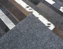 Modern Stripes Pattern Handwoven Brown And Black Leather Area Rug