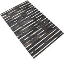 Brown and Black Striped Leather Area Rug - Handwoven