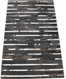 Brown and Black Striped Leather Area Rug - Handwoven