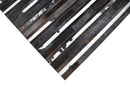 Modern Stripes Pattern Handwoven Brown And Black Leather Area Rug