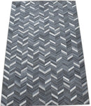 5x8 Handmade Gray and Ivory Chevron Viscose Area Rug | LR9