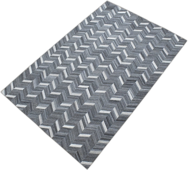 5x8 Handmade Gray and Ivory Chevron Viscose Area Rug | LR9