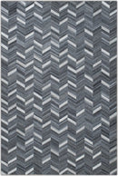Handmade 5x8 Gray and Ivory Chevron Viscose Area Rug