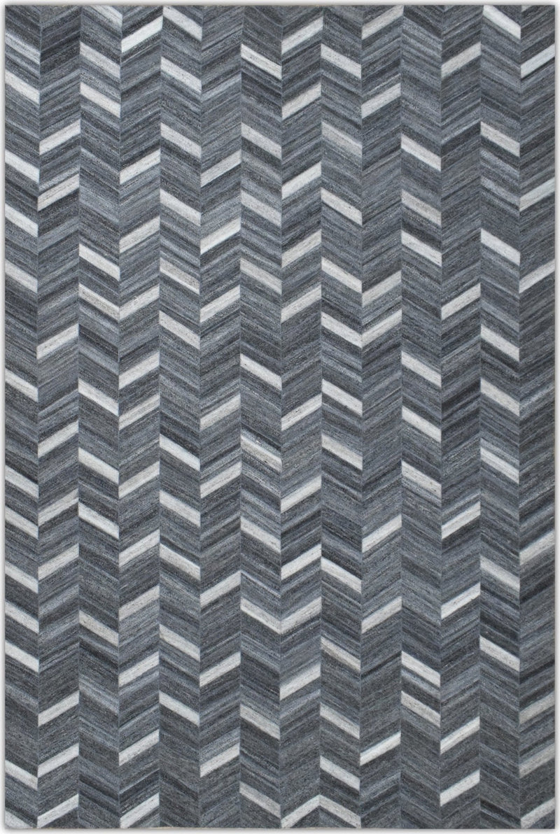 5x8 Handmade Gray and Ivory Chevron Viscose Area Rug | LR9