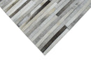 Modern Stripe Design Handmade 5x8 Beige and Ivory Leather Area Rug