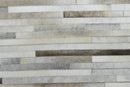 Modern Stripe Design Handmade 5x8 Beige and Ivory Leather Area Rug