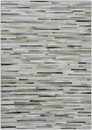 Modern Stripe Design Handmade 5x8 Beige and Ivory Leather Area Rug