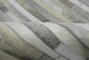 Modern Stripe Design Handmade 5x8 Beige and Ivory Leather Area Rug