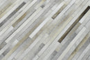 Modern Stripe Design Handmade 5x8 Beige and Ivory Leather Area Rug