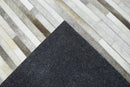 Beige and Ivory Leather Area Rug 5x8 - Modern Stripe Handmade by The Rug Decor