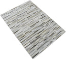 Modern Stripe Design Handmade 5x8 Beige and Ivory Leather Area Rug