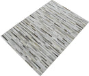 Modern Stripe Design Handmade 5x8 Beige and Ivory Leather Area Rug