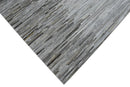 5x8 Hairon Genuine Leather Stripe Design Handmade Gray and Silver Area Rug | LR5B