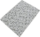 Modern Handmade Ivory and Silver Genuine Leather Area Rug