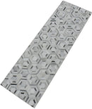 Modern Handmade Ivory and Silver Genuine Leather Area Rug