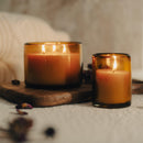 Pure Beeswax Candle in Blown Glass by Bluecorn Candles