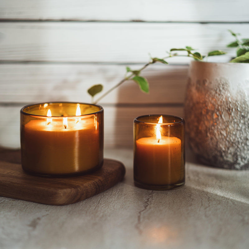 Pure Beeswax Candle in Blown Glass