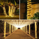 New Upgraded Solar Strip Lights 200 LED 16ft 19 Modes Solar Powered & USB Rechargeable String Lights Outdoor Waterproof with Remote Timer Dimmable for Pool Yard Party Wedding Christmas