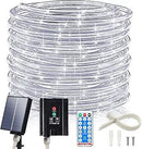 New Upgraded Solar Strip Lights 200 LED 16ft 19 Modes Solar Powered & USB Rechargeable String Lights Outdoor Waterproof with Remote Timer Dimmable for Pool Yard Party Wedding Christmas