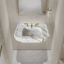 Handcrafted White Turkish Marble Wall Mount Bathroom Sink 18x28 Polished