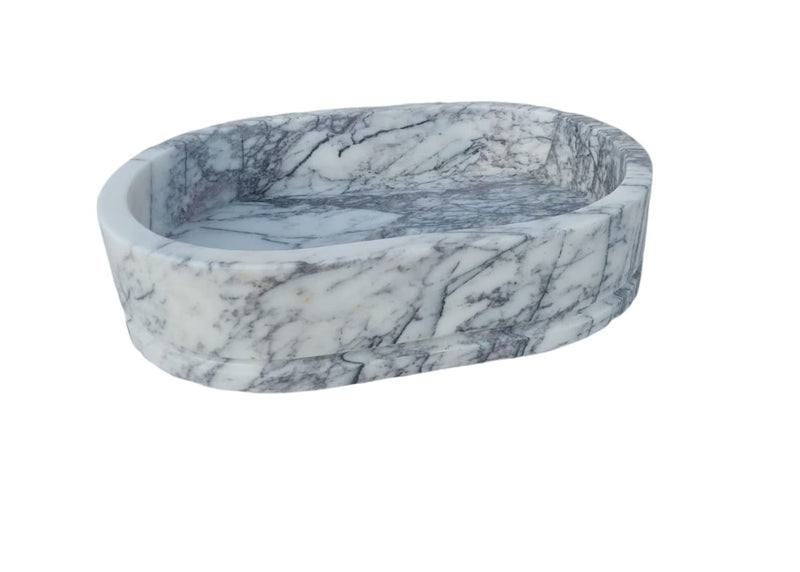 New York Marble Ellipse Shaped Wall-mount Bathroom Sink (W)13.5" (L)19.6" (H)5"