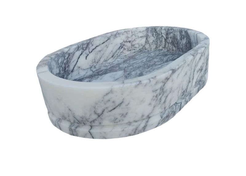 New York Marble Ellipse Shaped Wall-mount Bathroom Sink (W)13.5" (L)19.6" (H)5"