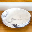 Handcrafted White Marble Vessel Bathroom Sink Polished Above Counter