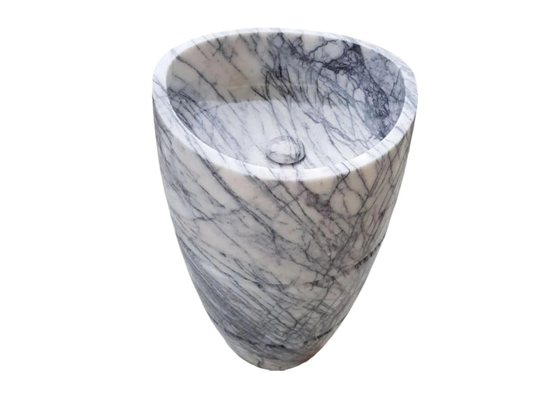 New York Marble Pedestal Stand-Alone Sink Curved (D)22" (H)34"