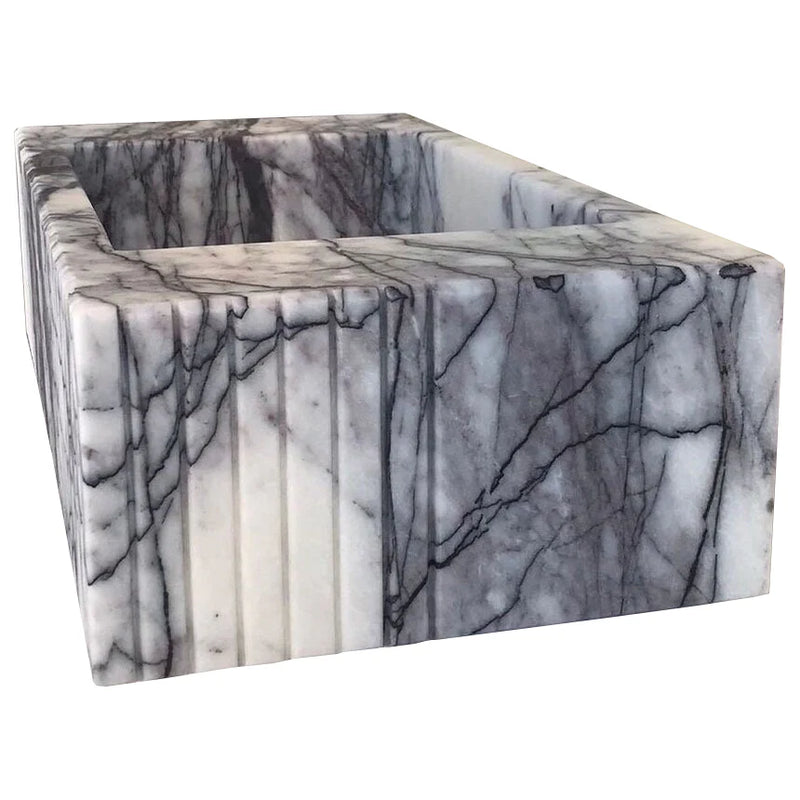 New York Marble Wall-mount Bathroom Sink Fluted Front (W)12" (W)20" (H)5"