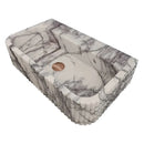 Wall Mount Marble Bathroom Sink With Ribbed Design White Gray 24 Inch Rectangle