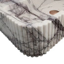 Wall Mount Marble Bathroom Sink With Ribbed Design White Gray 24 Inch Rectangle