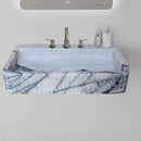 Premium White Fluted Marble Wall Mount Bathroom Sink 28 Inch Long