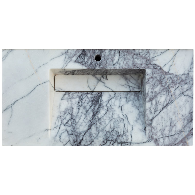 New York Marble Wall-mount Bathroom Sink Hidden Drain Polished (W)20" (L)40" (H)8"