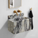 White Turkish Marble Wall Mount Bathroom Sink With Backsplash